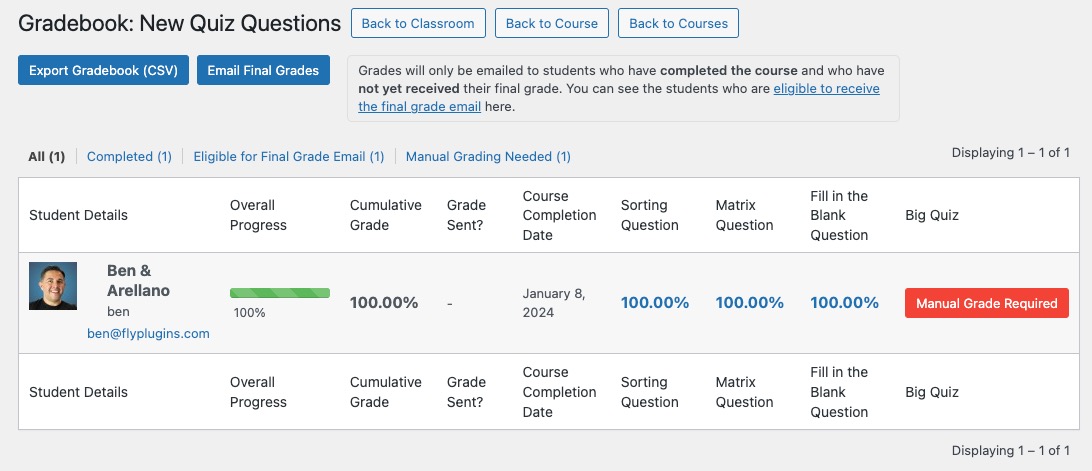 screenshot of WP Courseware